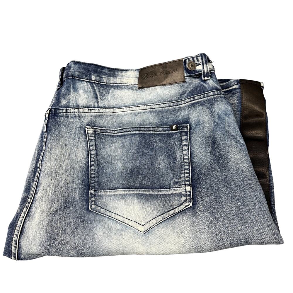 Rocawear Jean Shorts Classic Distressed Y2K Faded Wash Mens 50 (51x15 ACTUAL)